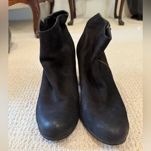 bp Black Leather Ankle Booties with Side Zip